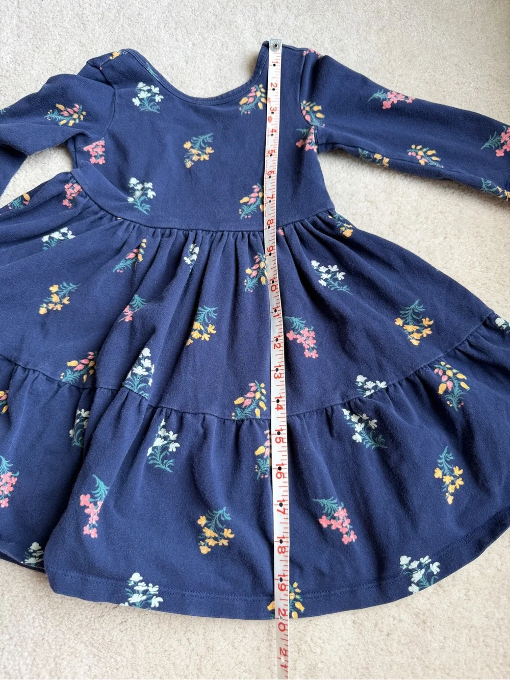 Janie and Jack Navy Floral Long Sleeve Dress Girls Size 3